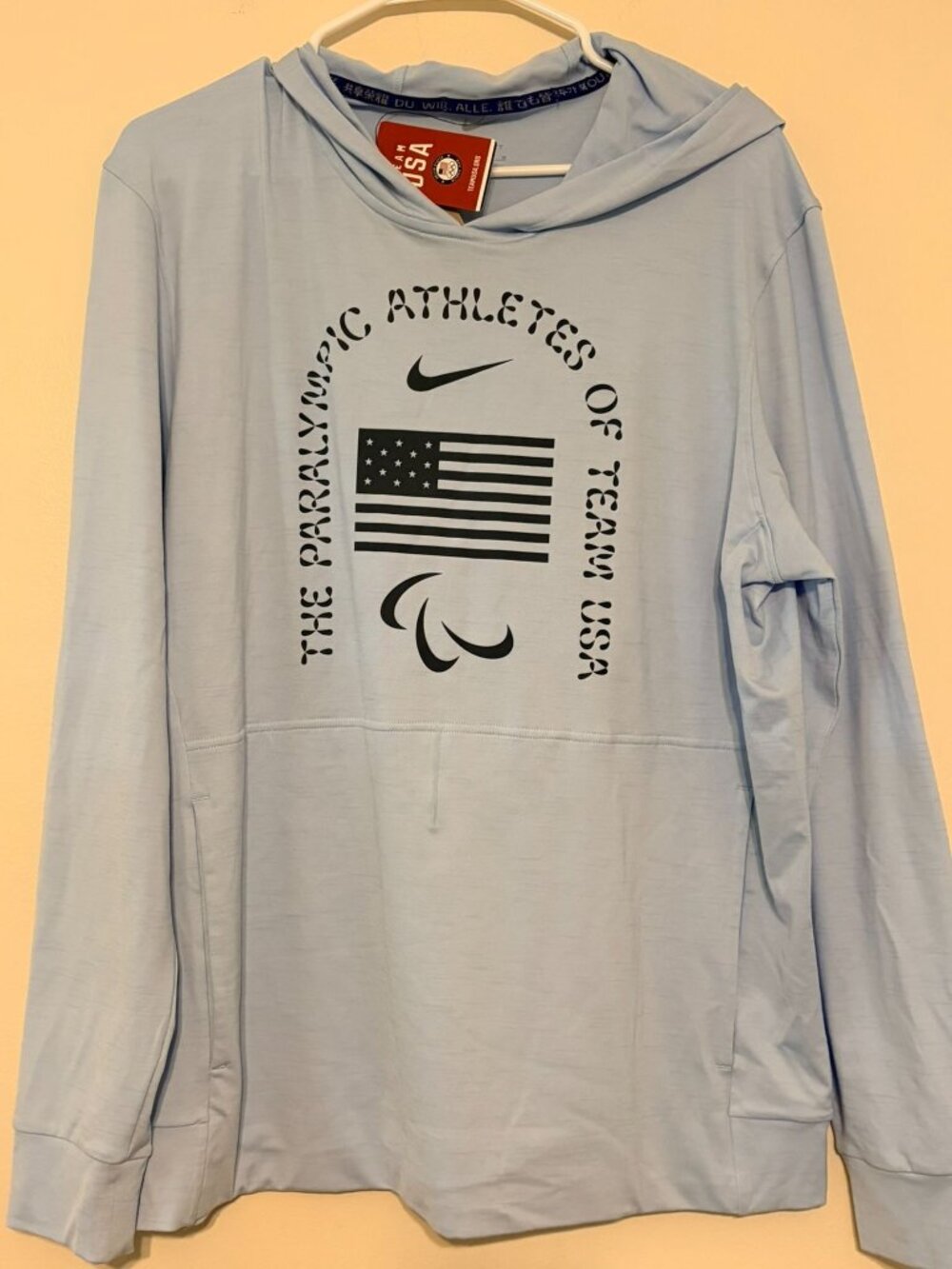New NWT Nike Team USA Paralympic Team Gray Blue Hoodie Size Medium